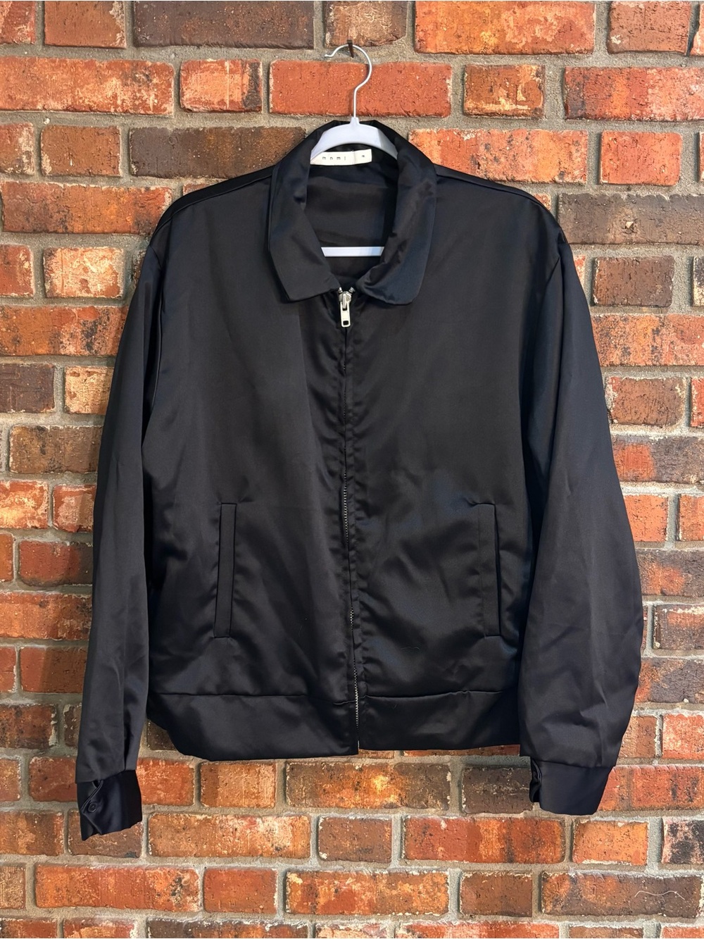MNML mens oilers lightweight full zip bomber jacket black M